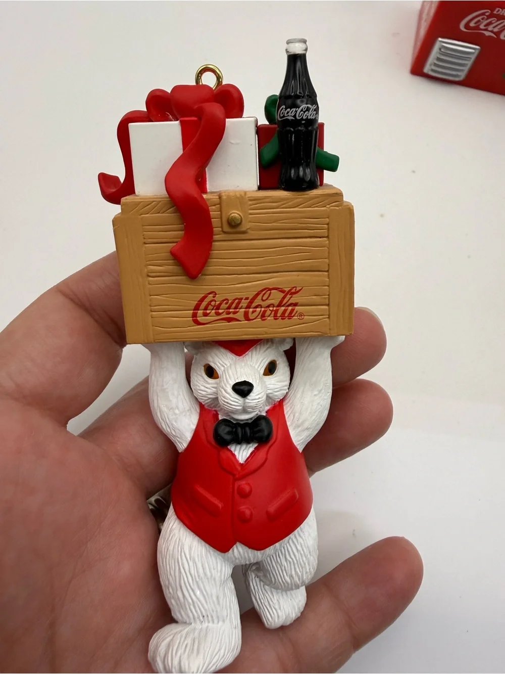 Coca Cola Red & White Polar Bear Ornament Trio